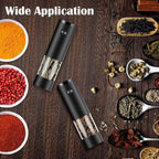 Electric Pepper Grinder Set (2 Pcs) Adjustable Coarseness & One-Touch Grinding with LED Light – Battery-Powered, Large Capacity & Ceramic Blades for Effortless Seasoning