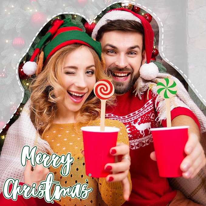 360 Pcs Christmas Candy Wooden Coffee Stirrer Disposable Wooden Cocktail Drink Stirrers Christmas Stir Sticks Beverage Mixer for Coffee Milk Cocktail Tea Hot Drinks Party Supplies(Cute)