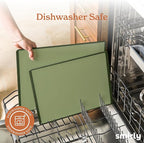 SMIRLY Plastic Cutting Board Set 3 Pieces, Non-Slip Dishwasher Safe Chopping Boards for Kitchen, Green