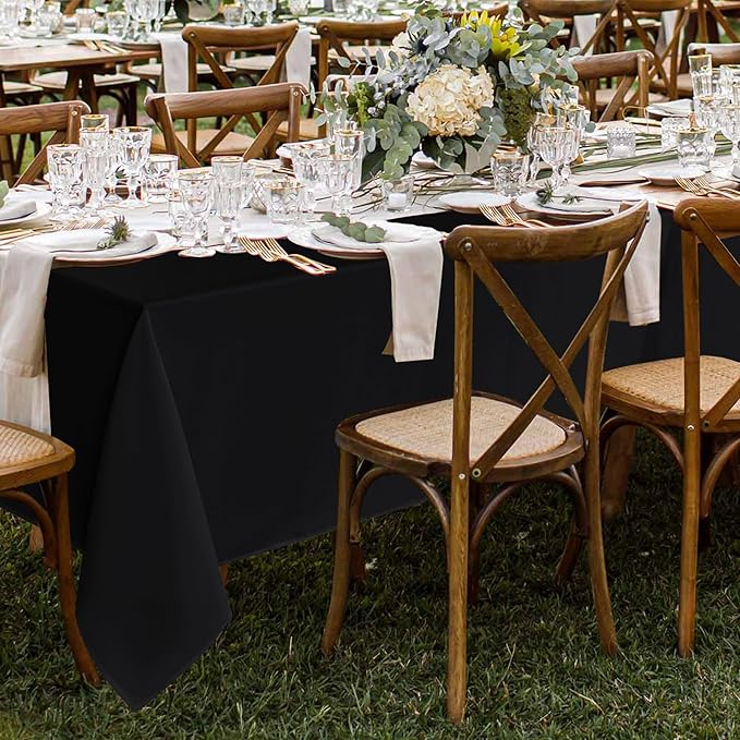 Fitable 8 Pack Rectangle Tablecloths: Stain Resistant Wrinkle Free Circle Table Clothes, Washable Reusable Polyester Table Covers for Wedding Party Birthday Banquet Reception(Black, 60x102 Inch)