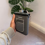 Flat Travel Water Bottle | Leak Proof Slim Flask | BPA Free | 18 oz (Slate Grey)