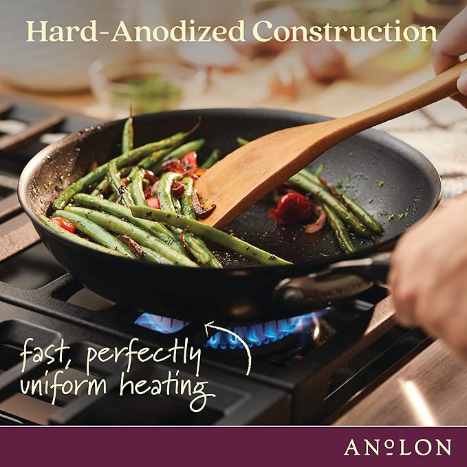 Anolon 87538 Smart Stack Hard Anodized Nonstick Frying Pan / Fry Pan / Hard Anodized Skillet - 12 Inch, Black