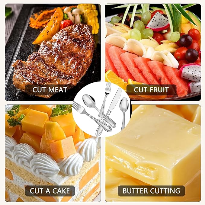 Silverware Set, 60-Piece Stainless Steel Flatware, 18/0 Stainless Steel Utensils, Dishwasher Safe, Modern Tableware for Home & Kitchen Dining