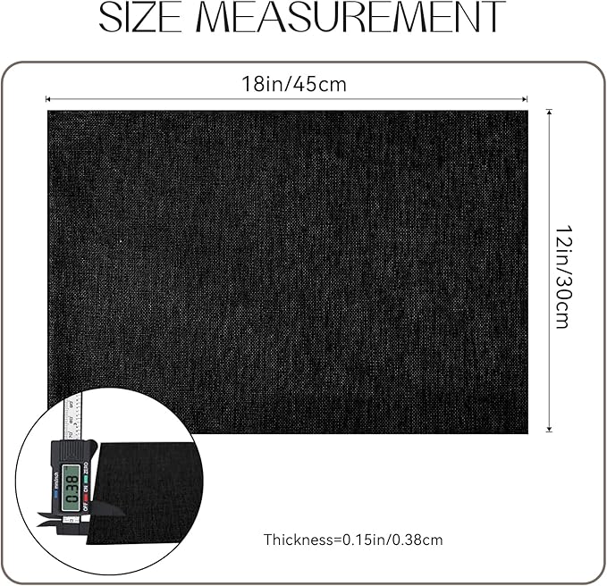 Romanstile Cloth Placemats Set of 4-12 x 18 Inch, Heat Resistant Double Layered Thickened Burlap Place Mats, Washable Faux Linen Farmhouse Table Mats for Kitchen/Dining/Party/Outdoor, Black