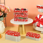 50 Pcs Valentine Mini Loaf Pans With Lids, 6.8oz Rectangle Aluminum Foil Baking Cups Muffin Tins Disposable Mini Cake Pans for Wedding Party Decoration Supplies
