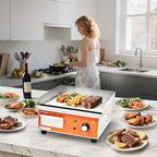 15.3 IN Nonstick Stainless Steel Electric Griddle Adjustable Temperature Control Flat Top Griddle For Resturant, Kitchen, Indoor, Outdoor, Camping, Commercial