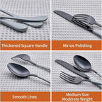 20 Piece Black gray 18/0 Flatware Utensil Set for 4, Include Dinner Knife,Dinner Forks,Dinner Spoons,Salad Forks,Teaspoons,Silverware Set for 4, Dishwasher Safe