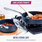 Blue Diamond Cookware Hard Anodized Ceramic Nonstick, 10 Piece Cookware Pots and Pans Set, Non-Toxic PFAS-Free, Dishwasher and Oven Safe, Durable, Even Heating, Metal Utensil Safe, Gray