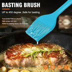 Walfos Silicone Basting Pastry Brush, Heat Resistant Pastry Brush Set, Strong Steel Core and One-Pieces Design, Perfect for BBQ Grill Baking Kitchen Cooking, BPA Free and Dishwasher Safe, 2 Pcs (Blue)