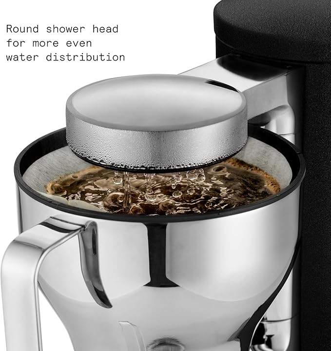 aarke Coffee Maker - Electric 10 Cup / 42 fl oz Drip Brewer with Automatic Drip-Stop, Glass Carafe, Brews Full Pot in Under 6 Minutes, SCA certified, Matte Black