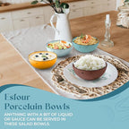 Esfour Round Porcelain Bowls - 18 Ounce - Set of 4 - Microwave, Oven, Dishwasher-Safe, Scratch Resistant, Porcelain Durable Small Dishes Bowls for Cereal, Salad, Pasta, Soup, Dessert - Assorted Vivid