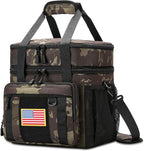 Expandable Large Tactical Lunch Box for Adults, Heavy Duty Durable Lunch Cooler Bag with MOLLE Lunch Pail for Work Camping Fishing Picnic (Black-Camo, 24L)