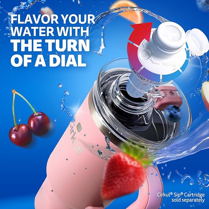 Cirkul 40oz. Blush Stainless Steel Tumbler with Handle, All-Day StrawSip™, Double-Wall Insulated