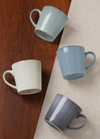 famiware Coffee Mug Set of 4, Annecy 14 oz Ceramic Reusable Cups Set with Handle, Microwavable and Dishwasherable Stoneware Drinkware Set for Tea, Milk, Water, Misty Blue