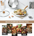 KOCH SYSTEME CS Stainless Steel Pan 12 Inch, Stainless Steel Frying Pan with Lid for Professional Cooking, PFAS-Free 12 Inch Skillet with Cool-Touch Bakelite Handle, Induction Compatible