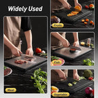 2 Packs Pure Titanium Cutting Boards for Kitchen Chopping Board with Handle Large Big Small Kitchen Meat Butcher Block 2 in 1 Titanium and Wheat Straw PP Not Wood Bamboo Plastic Silicone Black/Grey