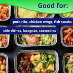 IDL Packaging Half-Size Aluminum Steam Table Pans with Lids - Shallow, 13" x 11" x 1.5" (pack of 25) - Disposable Foil Pan for Grilling, Roasting, BBQ, Cooking, Baking, Freezing