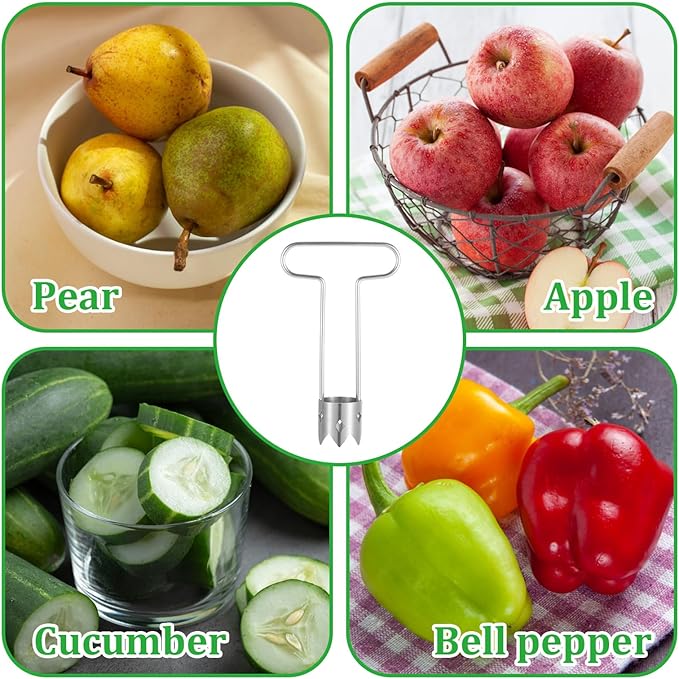 Red Bell Pepper Seed Corer,T Shaped Vegetable and Fruit Corer Remover Stainless Steel Pepper Seed Corers Remover Practical Kitchen Gadget for Peppers,Tomato,Apple Corers Tool