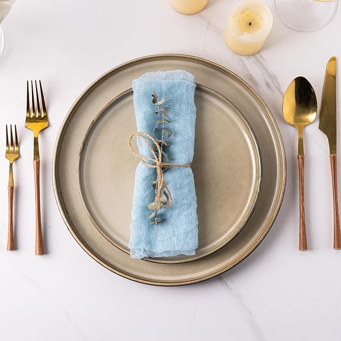 AmorArc Dinner Plates Set of 6, 10.5 Inch Reactive Glaze Ceramic Plates Set, Microwave, Dishwasher Safe, Scratch Resistant, Modern Large Dinnerware Dishes Set Kitchen Stoneware Plates