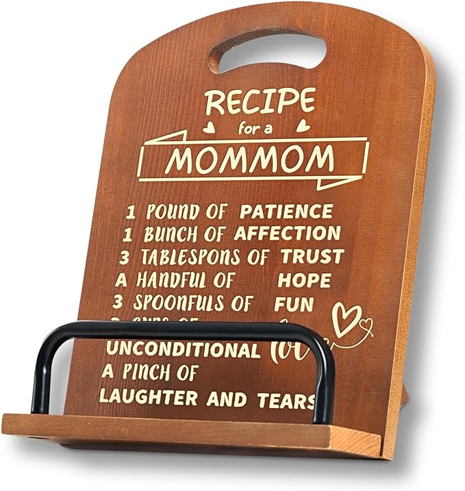 InnoBeta Mommom Gifts from Grandkids, Cookbook Stand for Kitchen Counter, Perfect Gifts for Mommom on Birthday, Adjustable Tablet Recipe Book Holder, Unique Kitchen & Home Decor