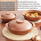 Unglazed Terracotta Ceramic Casserole Dish, Clay Pot, Earthen Pot Cookware with Lid for Dinner and Party, Stockpot for Rice Hot Pot, Stew, Bakeand Serve Oven Safe-Heat Resistant