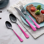 20-Piece Purplish Red Silverware Set 18/0 Stainless Steel Black Silverware Set Purplish Red Handle Cutlery Black Set Service for 4 Dinner Knives Forks Spoons Flatware Set Dishwasher Safe