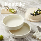 HONGBAKE 9 Inch Round Cake Pan Set of 2, Nonstick Ceramic Coating Cake Molds with Diamond Texture, Aluminized Steel Cake Pans Sets for Baking & Cheesecake, Heavy Duty & Non-Toxic (Cream, 2PCS)