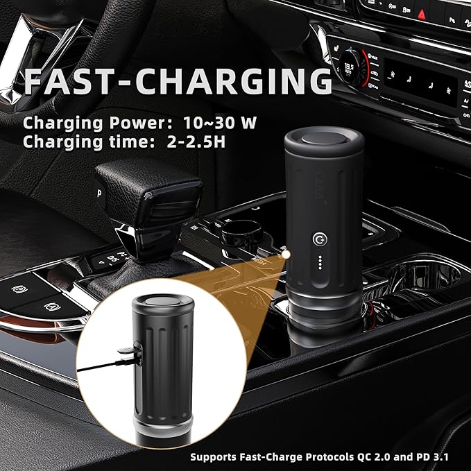 CERA+ Self-Heating Portable Espresso Machine,Up to 8 Cups per Charge & 20 Bar, 13500mAh, CERApresso Works with NS Capsules & Grounds, Electric Coffee Maker for Camping,Hiking,Office,Car,Travel