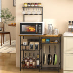 Baker's Rack for Kitchen with Storage, Microwave Stand with Adjustable Shelves and 10 S Hooks, 6-Tier Coffee Bar Station, Kitchen Shelves for Spices, Pots, Rustic Brown