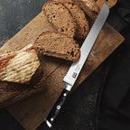 SHAN ZU 10" Bread Knife - Sourdough Slicing Knife Professional German 1.4116 Stainless Steel Serrated Blade, Ergonomic Wood Handle & Full Tang Design, Gift Box Included (Single-Edge
