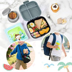 Kids Bento Lunch Box with 12oz Soup Thermo, Kids Leakproof Lunch Food Container with 4 Compartments, Insulated Lunch Bag & Water Cup for Girls Boys to School Travel