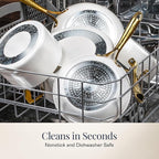 Gotham Steel 15 Pc Ceramic Cookware Set, Ceramic Pots and Pans Set Non Stick with Cooking Utensils and Steamer, Non Toxic PFOA PFOS Free, Premium Gold Stay Cool Handles, Oven & Dishwasher Safe