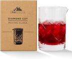 A Bar Above Cocktail Mixing Glass, Diamond Cut Crystal Stirring Pitcher, Thick Weighted Base for Stable Stirring, 18 Oz Drink Mixer, Bar Accessories, Ideal for Craft Cocktails at Home or Bars