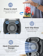 Ganiza Smoothie Blenders, 14Pcs Personal Blender for Shakes and Smoothies for Kitchen with 3 Portable Blender Cups (1x24oz & 2X17oz), Single Serve Smoothies Maker for Juices, Nutritious Recipe Grey