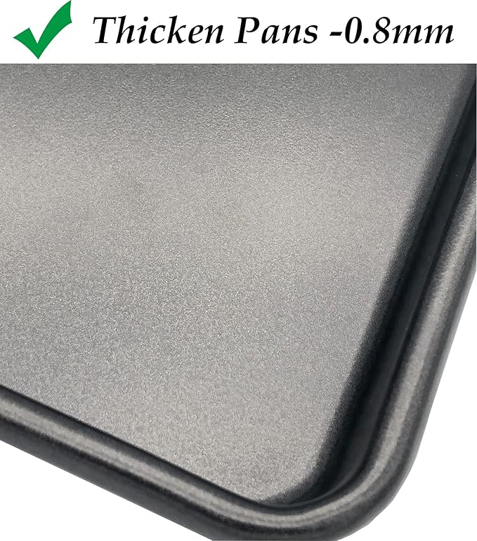 Small Cookie Sheets 11X9 Inch 2Pcs Mini Baking Pan Toaster Oven Tray Nonstick Thicken Brushed Carbon Steel Magnetic No Warp 1 to 2 Person Bakeware By HYTK