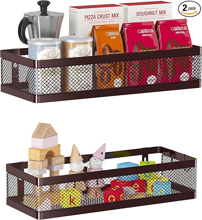 PUSDON Metal Wall Hanging Basket 2 Packs DIY Suitable for Multiple Scenes - Middle Bronze Netting