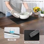 Myir JUN Dual Sided Faux Leather Place Mats Set of 4, Indoor & Outdoor Placemats - Non-Slip, Washable, Square (Gray Black)