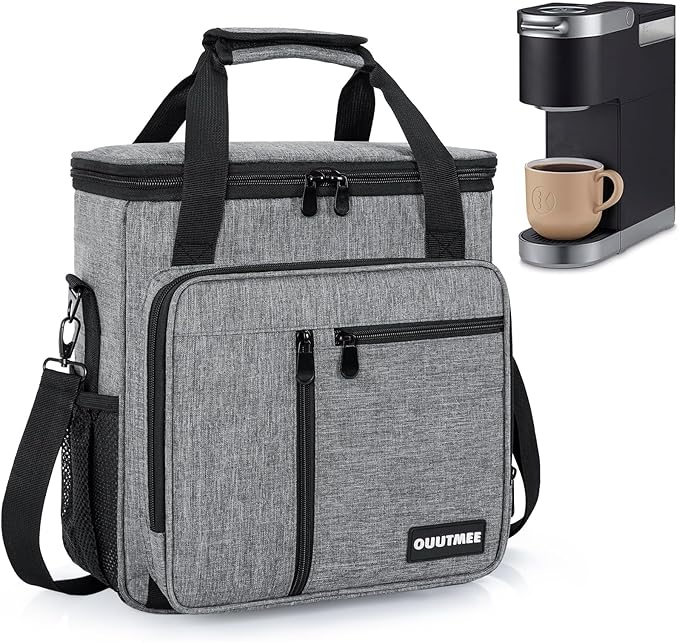 Coffee Maker Carrying Bag Compatible with Keurig K-Mini or K-Mini Plus, Single Serve Coffee Brewer Portable Storage Bag with Extra Pockets, Storage Tote Case With Shoulder Strap