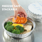 CURTA 50 Pack 9" Disposable Aluminum Foil Pans with Paper Lids | Great for Broiling, Baking, Storage, Roasting, Takeout, Air Fryer