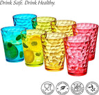 Amazing Abby - Iceberg 16-Ounce Plastic Tumblers (Set of 8), Drinking Glasses, Mixed-Color Reusable Cups, Stackable, BPA-Free, Shatter-Proof, Dishwasher-Safe