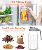 64oz Large Glass Pitcher with Lid & Spout,2 Quart Breastmilk Pitchers Upgraded Leak Proof, for Sun Tea, Iced Juice, Cold Brew Coffee, Breastmilk Storage Container-4PACK(Gray+Pink+Green+Yellow)