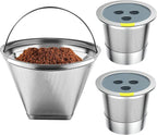 Stainless Steel Reusable Coffee Filter Compatible with Ninja Dual Brew Coffee Maker, Reusable Coffee Pods with 4 Cone Coffee Filters, Reusable k cups fit for Ninja CFP201,301