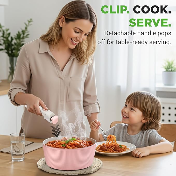 NutriChef 18-Piece Ceramic Cookware Set with Detachable Handles, Non Stick Pots and Pans, PTFE-Free Natural Ceramic Coating, Space-Saving Design, Oven & Stove Safe, Includes Utensils, Pink