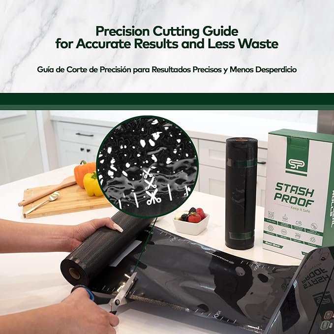 Vacuum Seal Rolls 11" x 50' 2 Pack (100 Feet Total) 5.5 Mil (Black and Black) - BPA Free Commerical Grade Food Saver for Storage, Sous Vide, and Meal Prep Sealer Bag