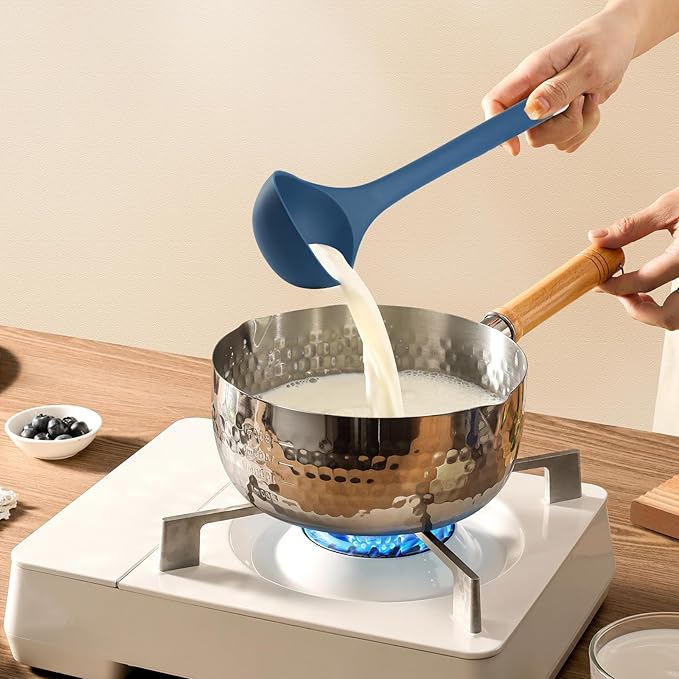 Silicone Kitchen Cooking Utensils Set: MOACC Heat Resistant 13inch Long Kitchen Gadgets, BPA Free Non Stick Rubber Cook Accessories For Food Prep, Frying, Serving, Basting (Dark Blue)