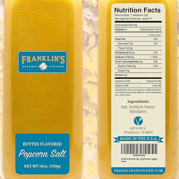 Franklin's Gourmet Popcorn - Movie Night Bundles - Whirley Popper, 28 oz. Organic Popcorn Kernels, 19 oz. Butter Flavored Salt, 30 oz. Butter Flavored Coconut Oil