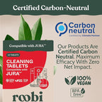Roobi Compatible Cleaning Tablets for Jura. 24 Jura Cleaning Tablets for Automatic Espresso Coffee Machines. 100% Vegan, Carbon Neutral.