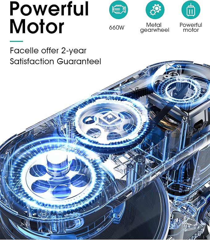 Facelle Stand Mixer, Electric Kitchen Mixer, 6 Speed Tilt-Head Stand Mixer with Pulse, Attachments include 6.5QT Bowl, Dishwasher Safe Beater, Dough Hook, Whisk for Dough, Baking,Cakes, Cookie -Silver