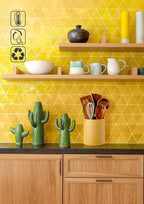 Nucookery Utensil Holder, 6.4" Ceramic Kitchen Utensil Holder for Countertop with Protection Cork Bottom, Vintage Farmhouse Kitchen Decor for Counter (Yellow Sand)