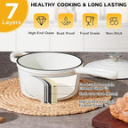 Onader 1QT Sauce Pan, Enameled Cast Iron Saucepan Dutch Oven Pot with Lid, Small Cooking Sauce Pot, Nonstick & Oven Safe – White